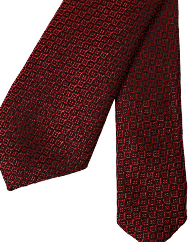 Red Patterned 100% Silk Adjustable Men Tie Dolce & Gabbana