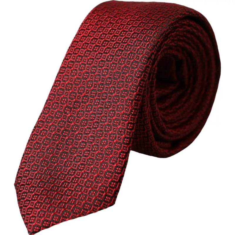 Red Patterned 100% Silk Adjustable Men Tie Dolce & Gabbana