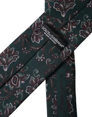 Green Floral Print Silk Adjustable Men Tie Dolce & Gabbana