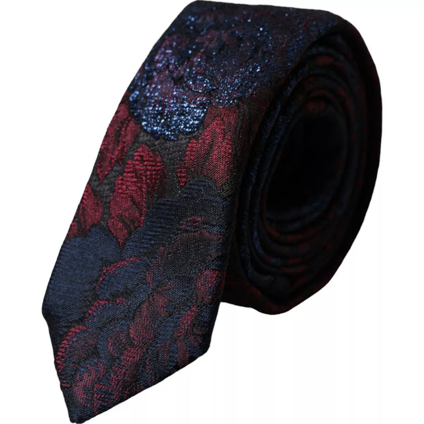 Red Blue Floral Fantasy Silk Adjustable Men Tie Dolce & Gabbana