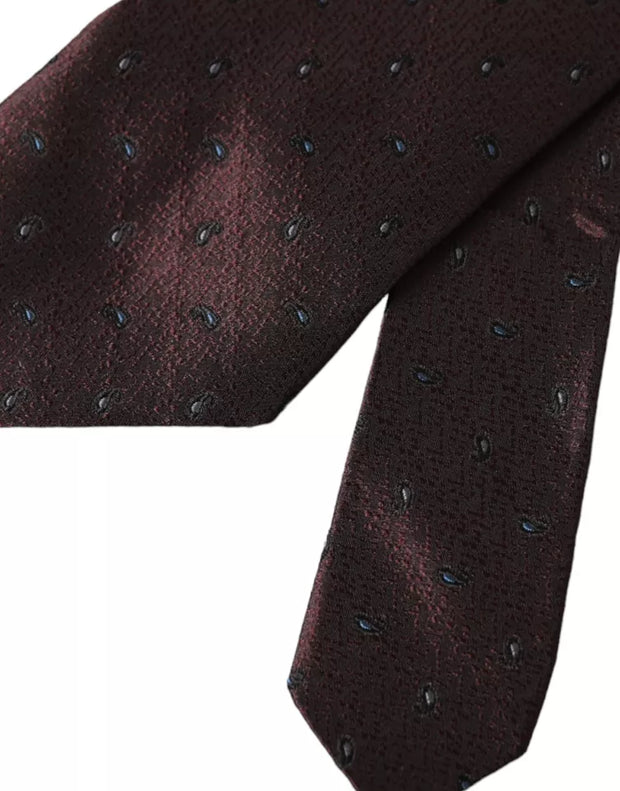 Bordeaux Fantasy 100% Silk Adjustable Men Tie Dolce & Gabbana