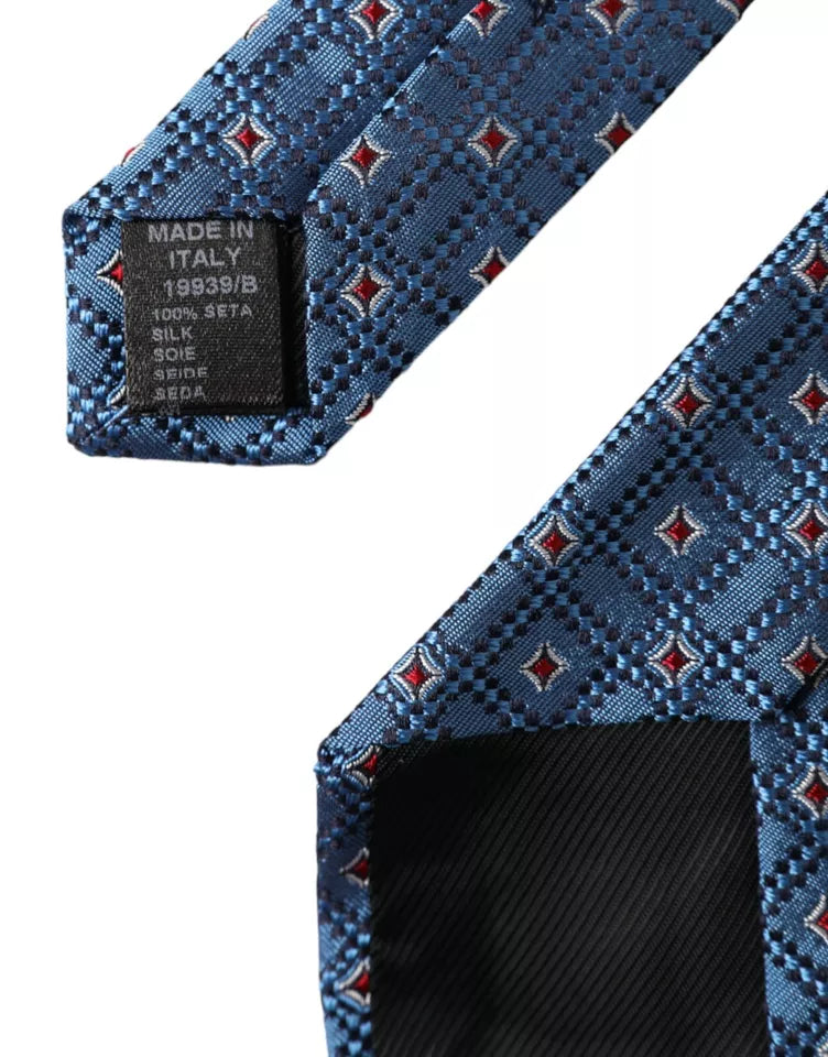 Blue Patterned 100% Silk Adjustable Men Tie Dolce & Gabbana