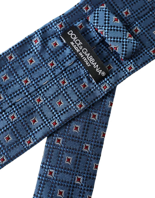 Blue Patterned 100% Silk Adjustable Men Tie Dolce & Gabbana