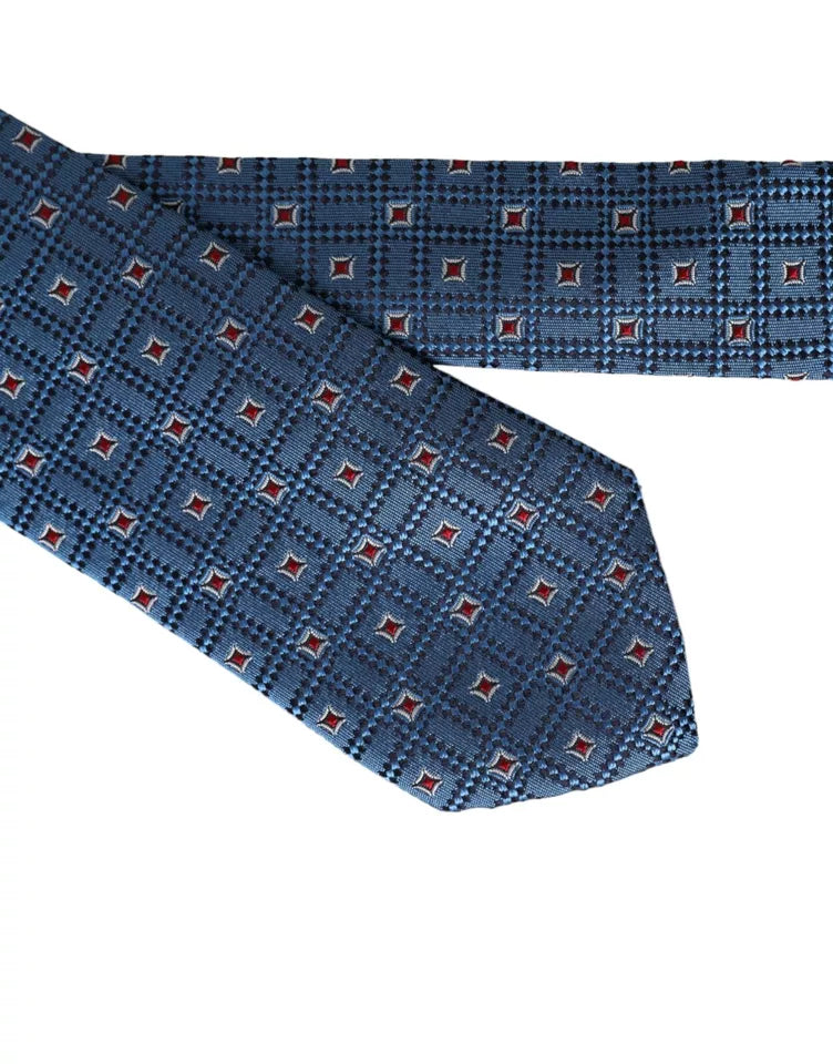 Blue Patterned 100% Silk Adjustable Men Tie Dolce & Gabbana