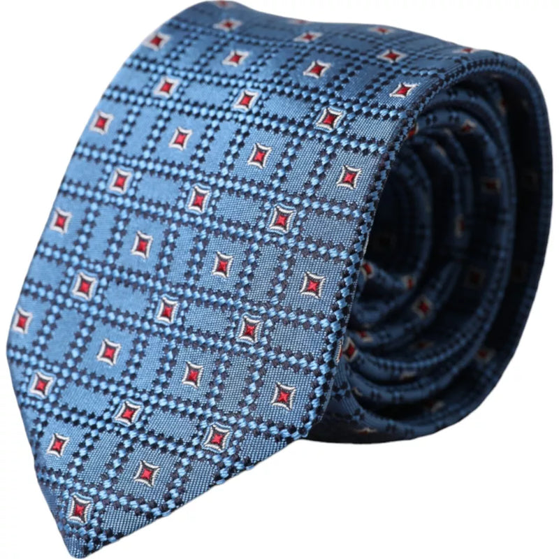 Blue Patterned 100% Silk Adjustable Men Tie Dolce & Gabbana