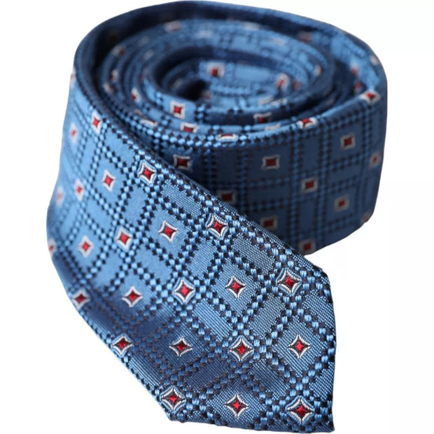 Blue Patterned 100% Silk Adjustable Men Tie Dolce & Gabbana