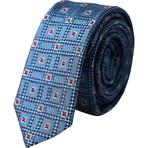 Blue Patterned 100% Silk Adjustable Men Tie Dolce & Gabbana