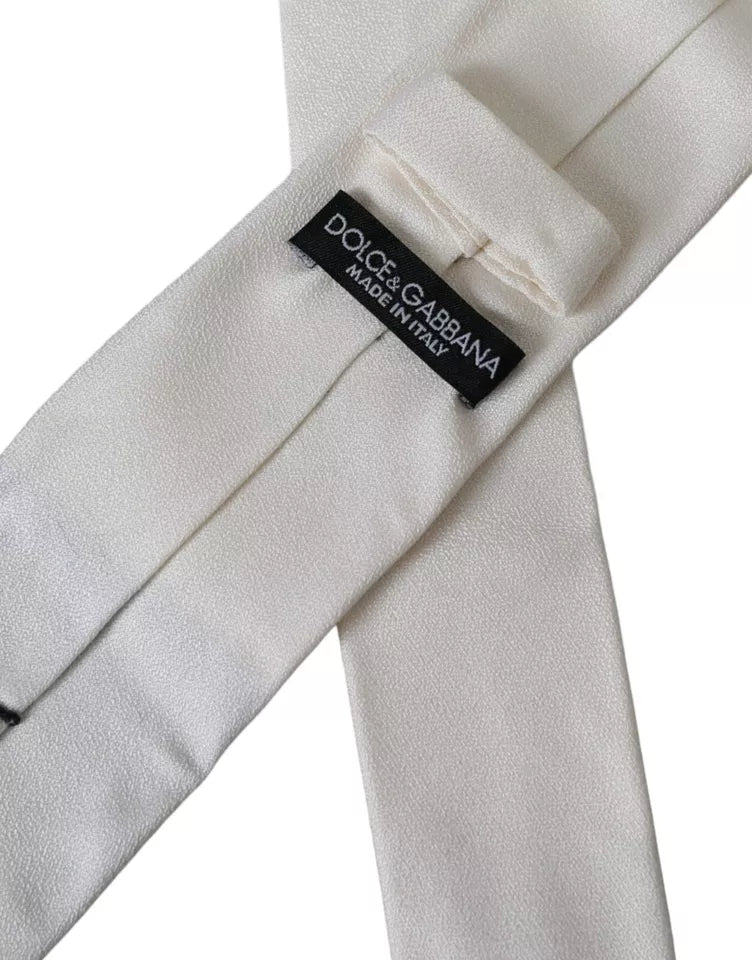 White Silk Classic Adjustable Men Tie Dolce & Gabbana