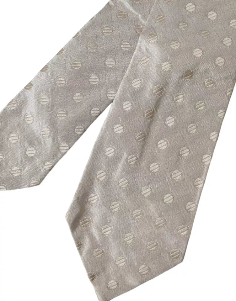 Beige Dotted Silk Classic Adjustable Men Tie Dolce & Gabbana