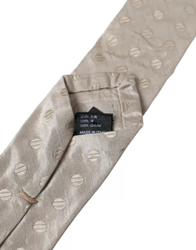 Beige Dotted Silk Classic Adjustable Men Tie Dolce & Gabbana