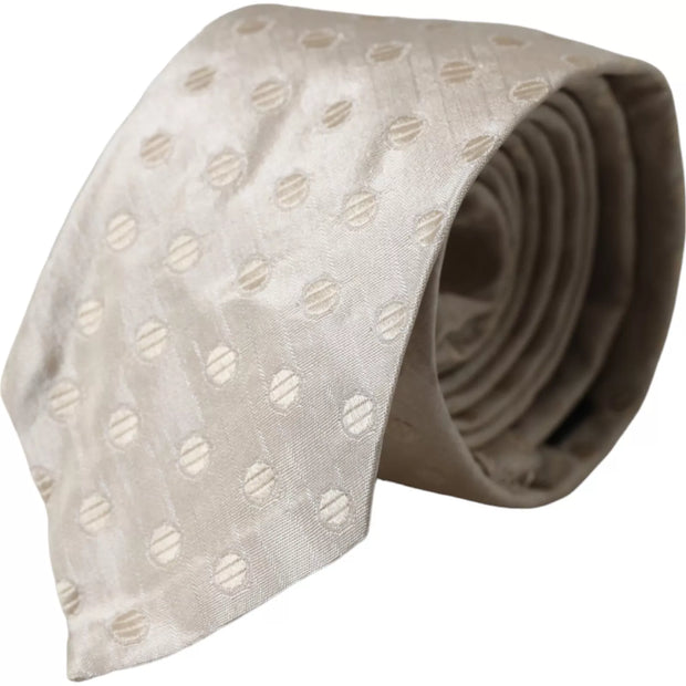 Beige Dotted Silk Classic Adjustable Men Tie Dolce & Gabbana