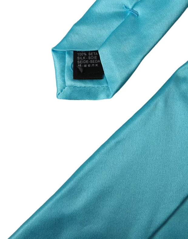 Light Blue Satin Silk Wide Adjustable Men Tie Dolce & Gabbana