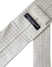 White Dotted Silk Classic Adjustable Men Tie Dolce & Gabbana