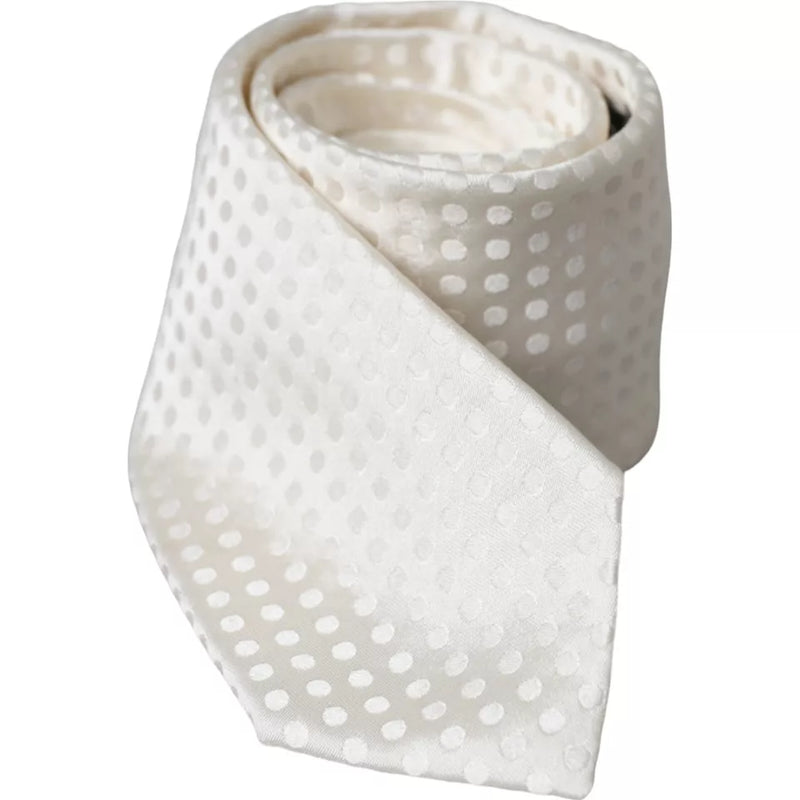 White Dotted Silk Classic Adjustable Men Tie Dolce & Gabbana