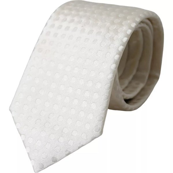 White Dotted Silk Classic Adjustable Men Tie Dolce & Gabbana