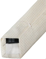 Off White Patterned Silk Classic Adjustable Tie Dolce & Gabbana