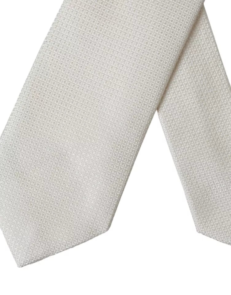 Off White Patterned Silk Classic Adjustable Tie Dolce & Gabbana