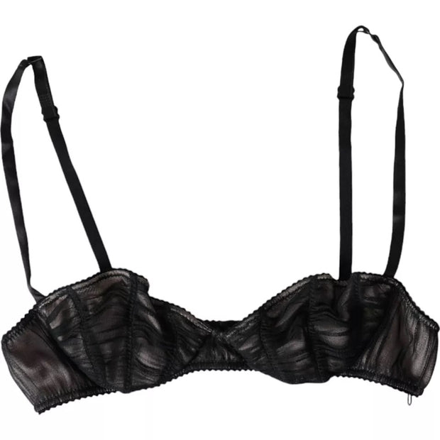 Black Silk Stretch Women Balconcino Bra Underwear Dolce & Gabbana