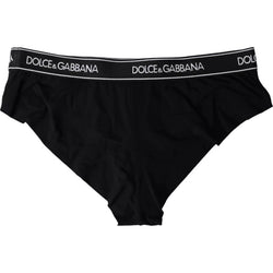 Black Modal Stretch Branded Logo Underwear Dolce & Gabbana