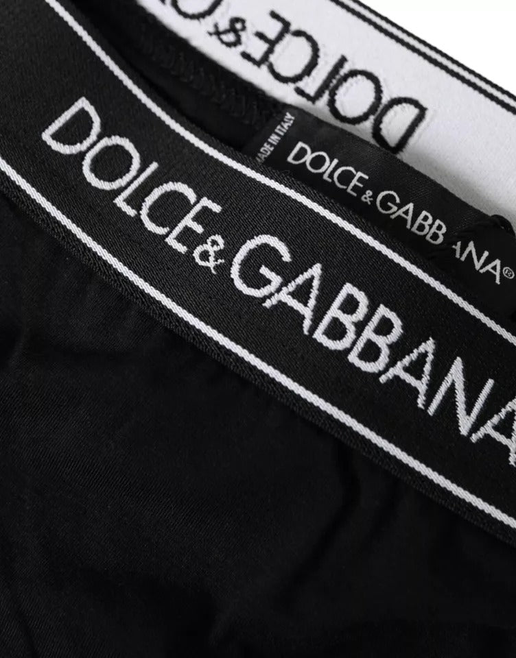 Black Modal Stretch Branded Logo Underwear Dolce & Gabbana