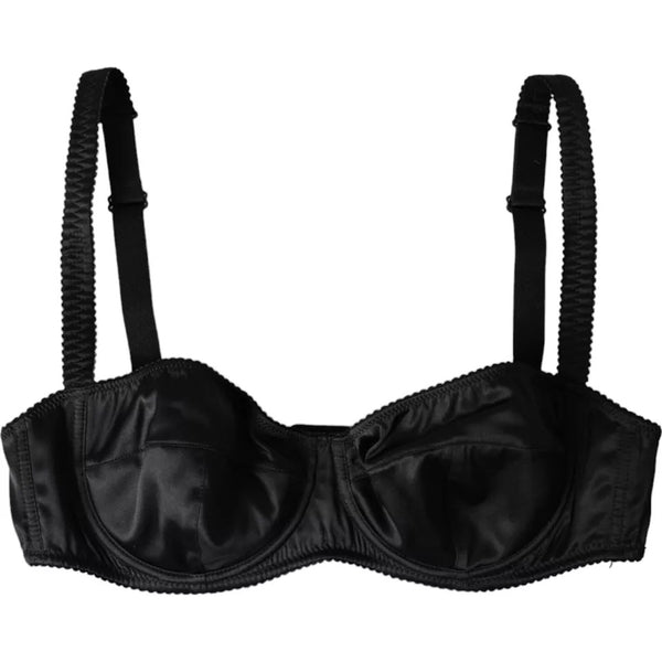 Black Silk Stretch Women Balconcino Bra Underwear Dolce & Gabbana