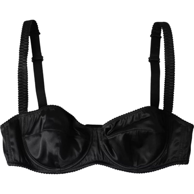 Black Silk Stretch Women Balconcino Bra Underwear Dolce & Gabbana