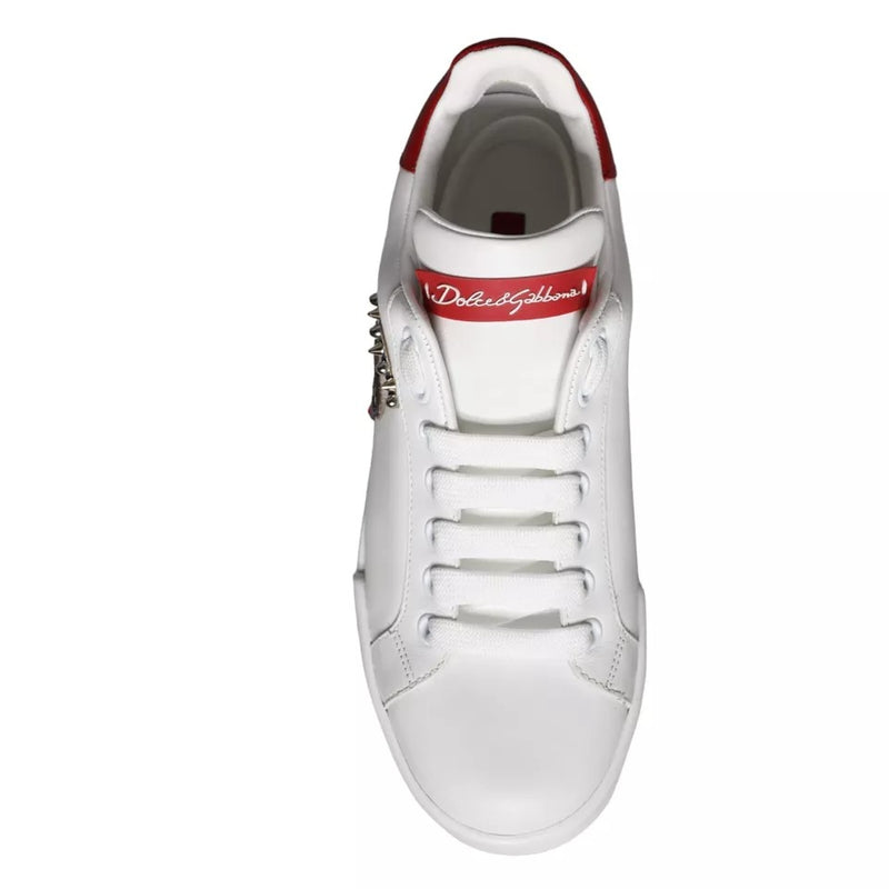 White Patch Calfskin Nappa Portofino Sneakers Shoes Dolce & Gabbana