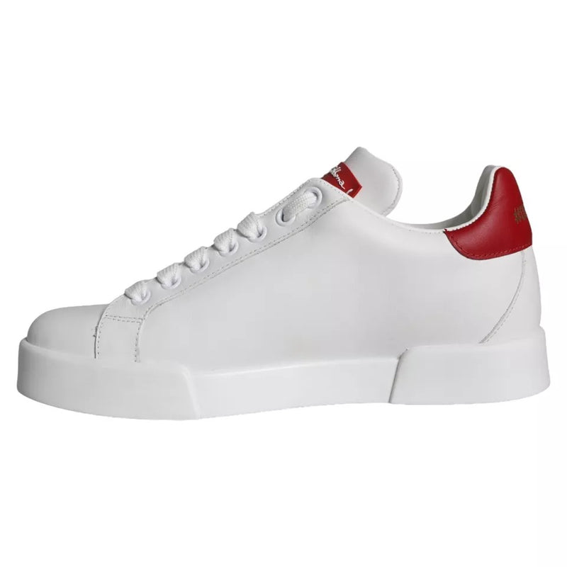 White Patch Calfskin Nappa Portofino Sneakers Shoes Dolce & Gabbana