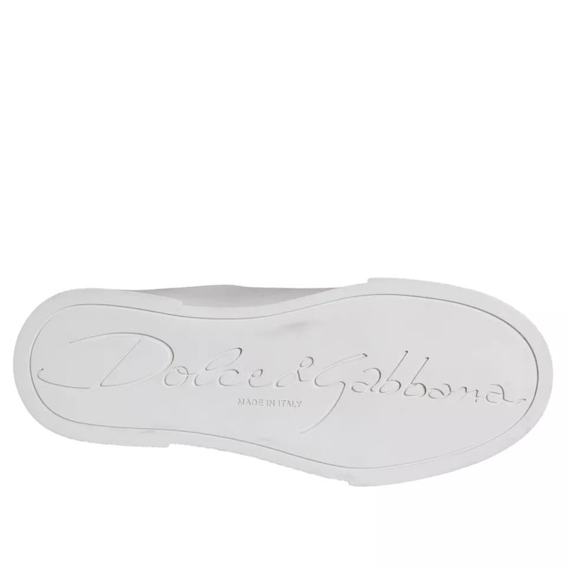 White Patch Calfskin Nappa Portofino Sneakers Shoes Dolce & Gabbana