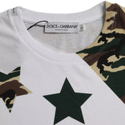 White Camouflage Stars Crew Neck Men T-shirt Dolce & Gabbana