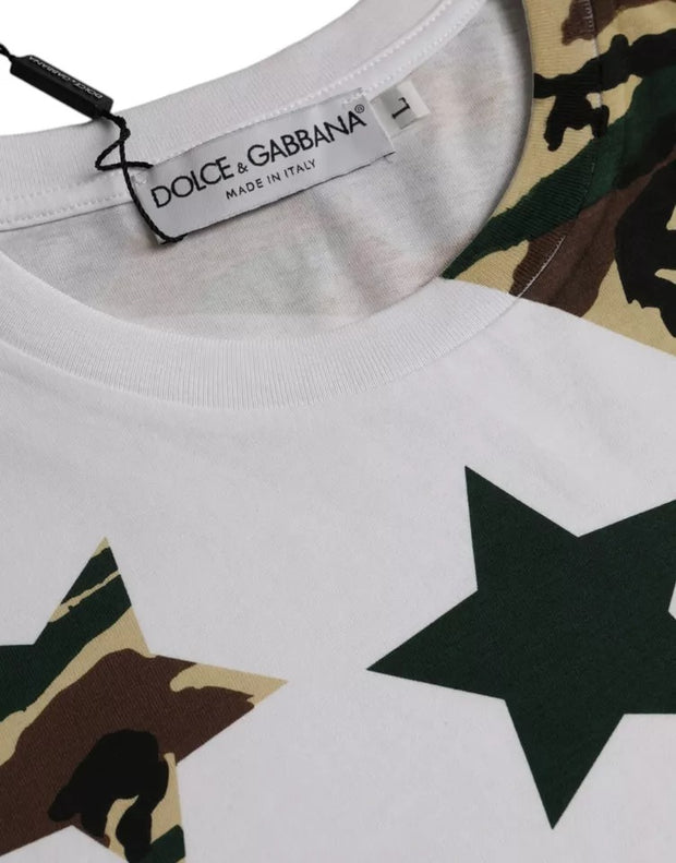 White Camouflage Stars Crew Neck Men T-shirt Dolce & Gabbana