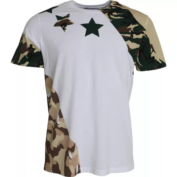 White Camouflage Stars Crew Neck Men T-shirt Dolce & Gabbana