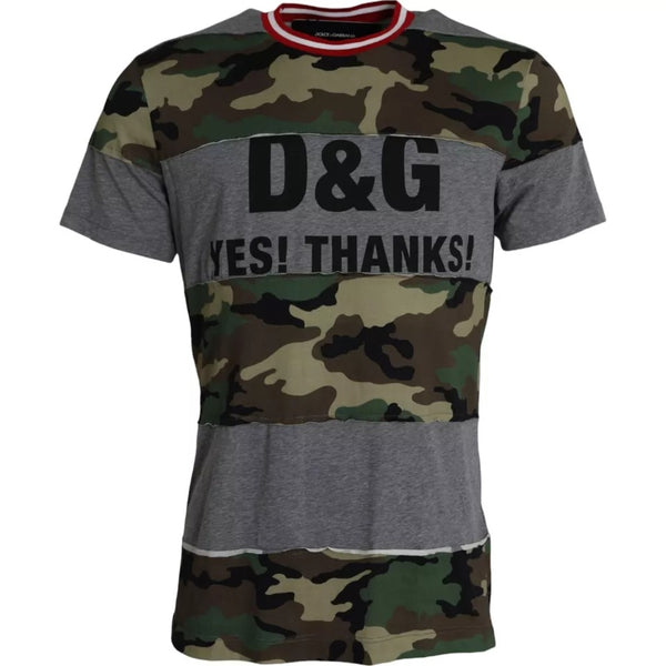 Multicolor Camouflage Cotton Crew Neck Men T-shirt Dolce & Gabbana