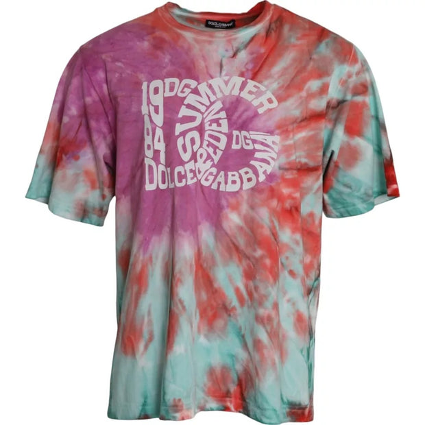 Multicolor Tie Dye Cotton Round Neck T-shirt Dolce & Gabbana