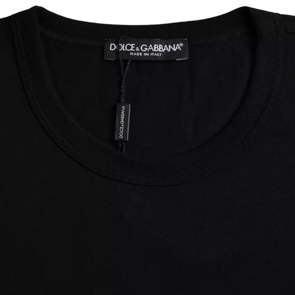 Black Cotton Round Neck Short Sleeves T-shirt Dolce & Gabbana