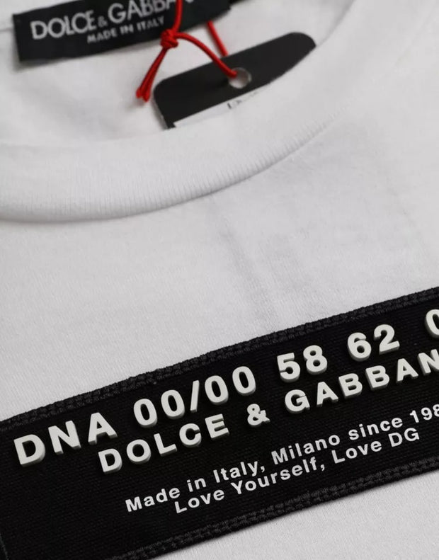 White Cotton DG Applique Men Casual T-shirt Dolce & Gabbana