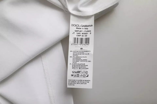 White Cotton Round Neck Short Sleeve T-shirt Dolce & Gabbana