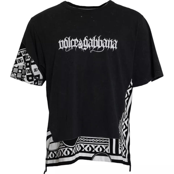 Black Graphic Printed Cotton Short Sleeves T-shirt Dolce & Gabbana