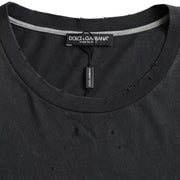 Black Graphic Printed Cotton Short Sleeves T-shirt Dolce & Gabbana