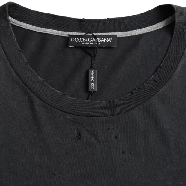 Black Graphic Printed Cotton Short Sleeves T-shirt Dolce & Gabbana