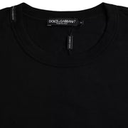 Black Logo Embossed Cotton Crew Neck T-shirt Dolce & Gabbana