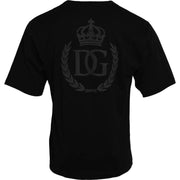 Black Logo Embossed Cotton Crew Neck T-shirt Dolce & Gabbana