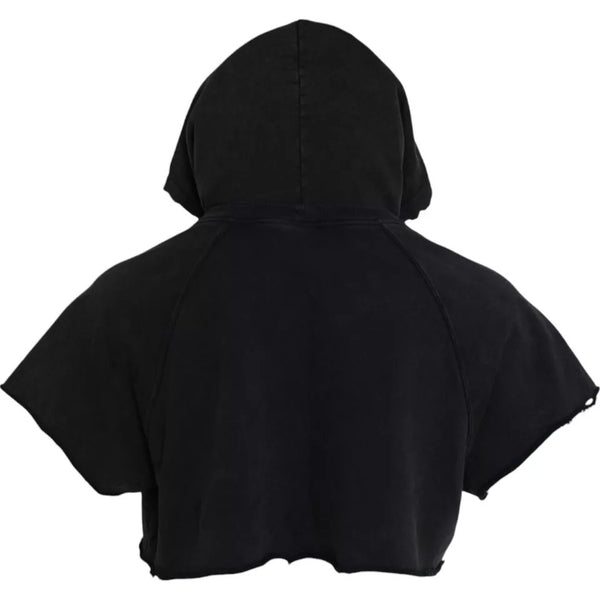 Black Cotton Hooded Short Sleeves Cropped T-shirt Dolce & Gabbana