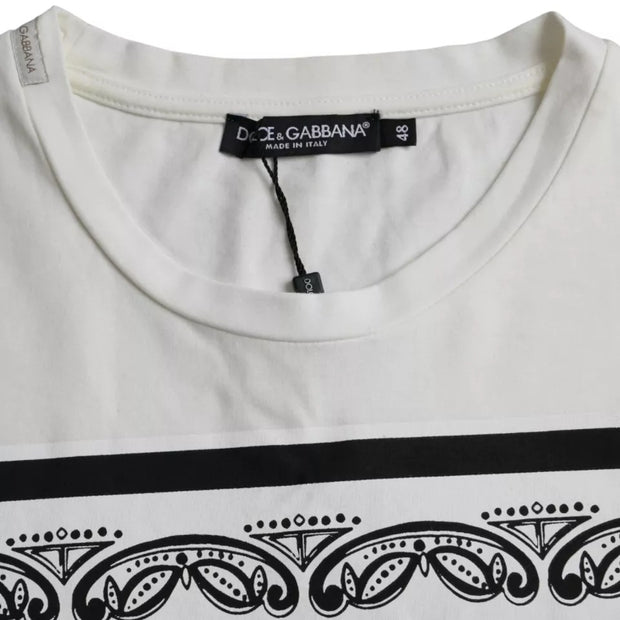 White Bandana Print Cotton Short Sleeves Men T-shirt Dolce & Gabbana