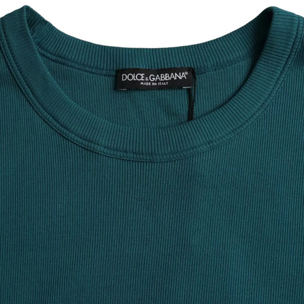 Blue Green Cotton Round Neck Short Sleeves T-shirt Dolce & Gabbana