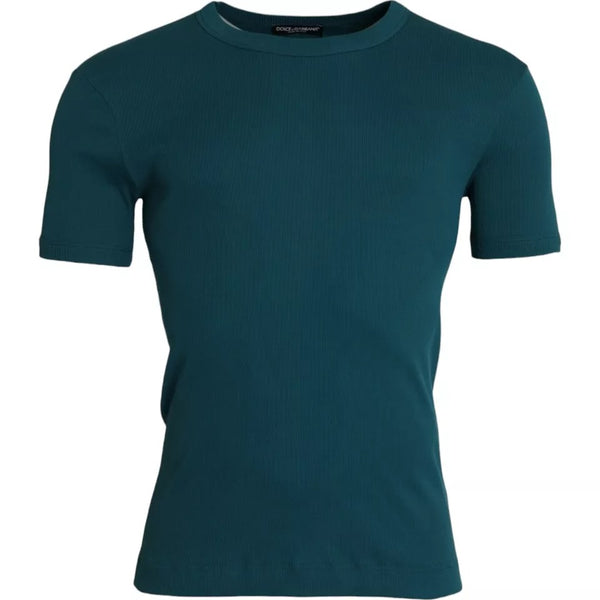 Blue Green Cotton Round Neck Short Sleeves T-shirt Dolce & Gabbana