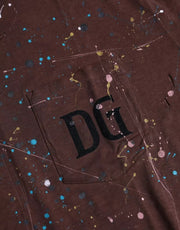 Brown Color Splash Cotton Crew Neck T-shirt Dolce & Gabbana