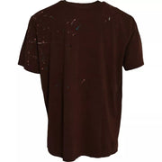 Brown Color Splash Cotton Crew Neck T-shirt Dolce & Gabbana