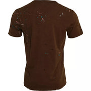 Brown Color Splash Cotton Crew Neck T-shirt Dolce & Gabbana