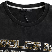 Black Logo Print Cotton Crewneck Men T-shirt Dolce & Gabbana